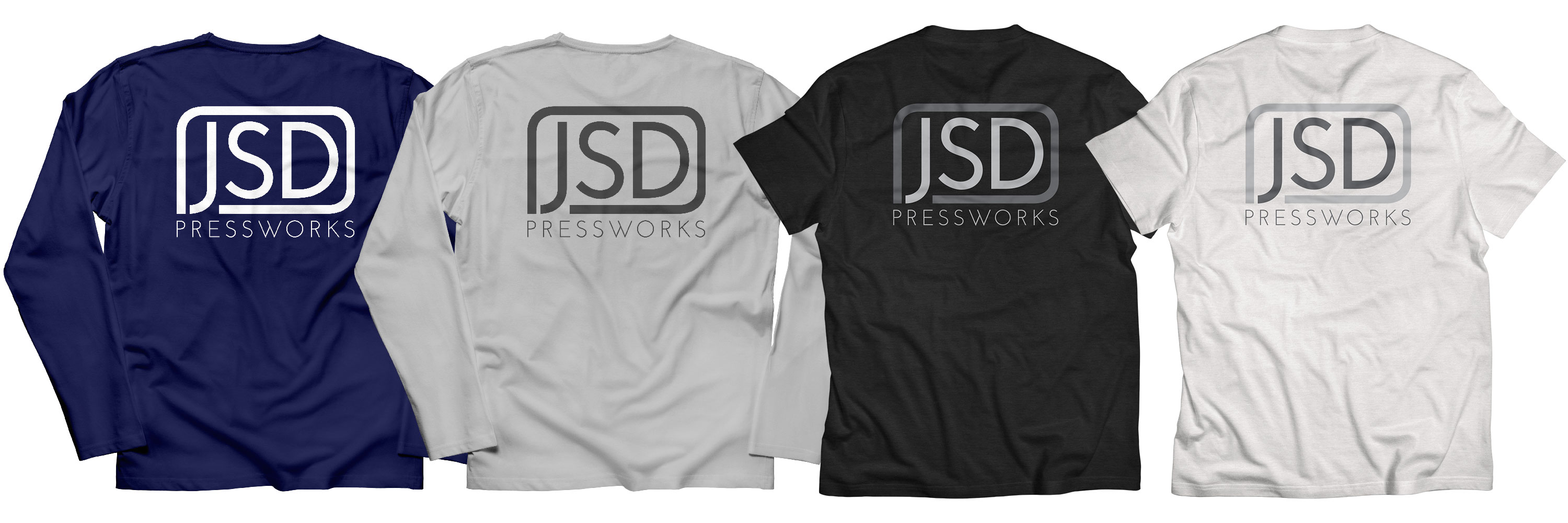 A few examples of silkscreen prints on both light and dark garments, performance shirts and cotton t-shirts.